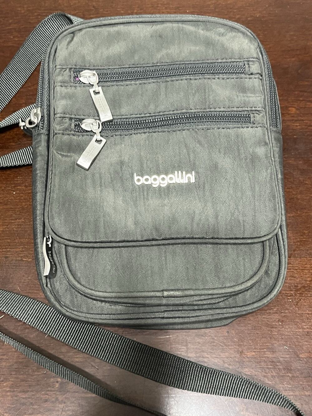 Baggallini Journey RFIDCrossbody Purse Travel Bag Small Dark Gray Purple Lining - Picture 1 of 15